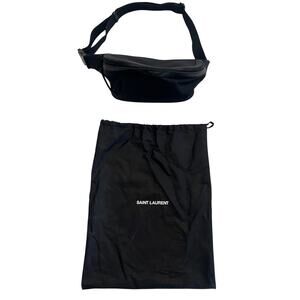 B44 SAINT LAURENT Leather Fanny Pack Black 8"Lx4"D